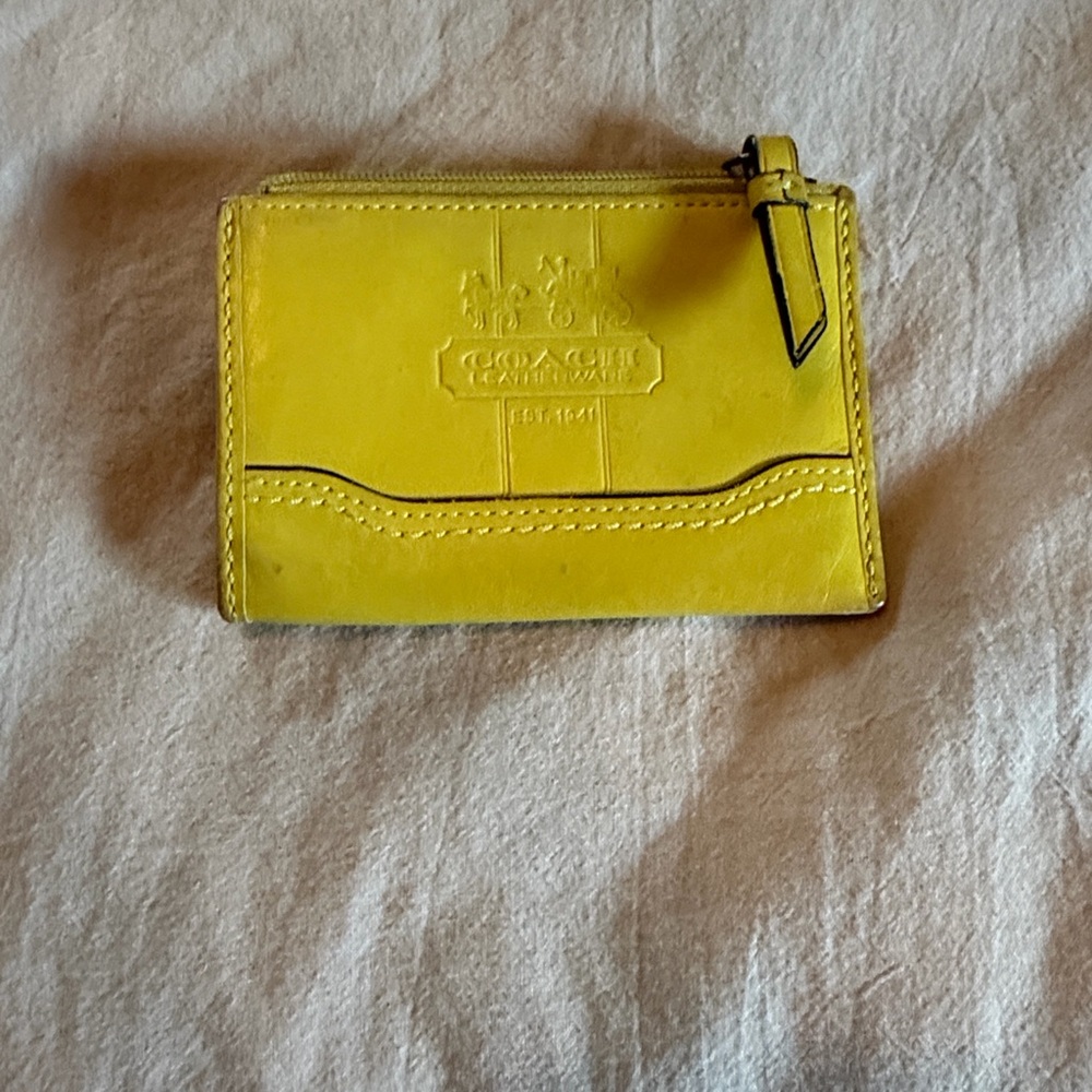 Coach Vibrant Yellow Leather Card Case